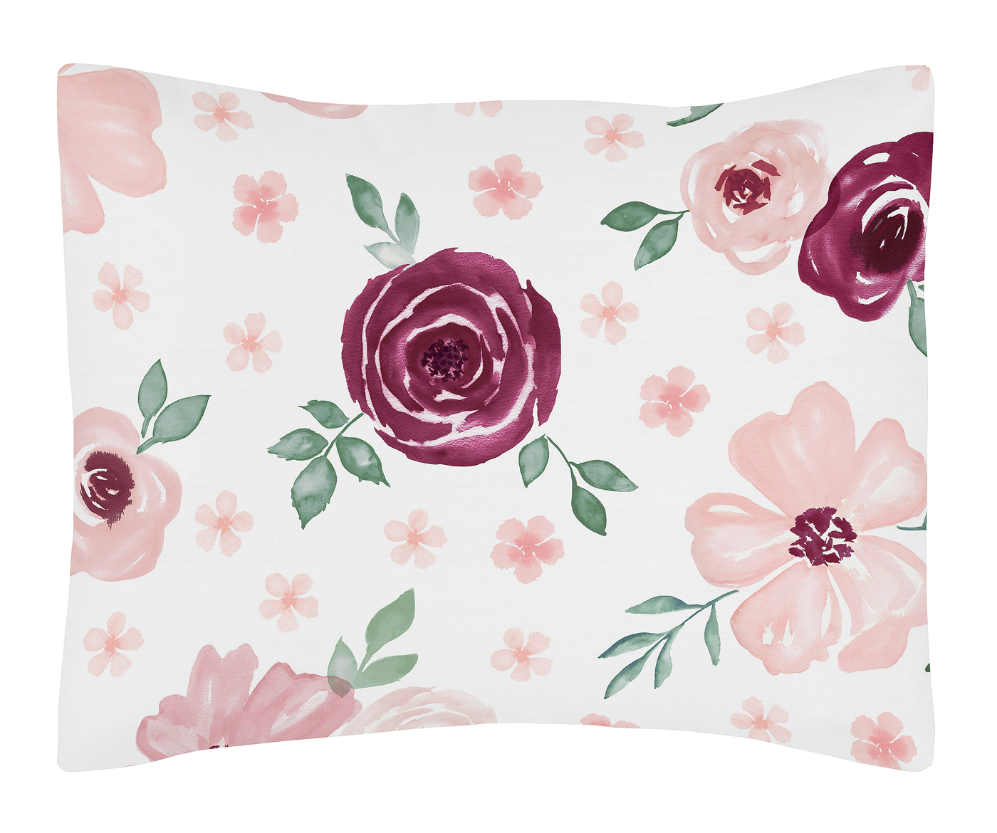 Watercolor Floral Burgundy Wine and Pink Collection Toddler Bedding