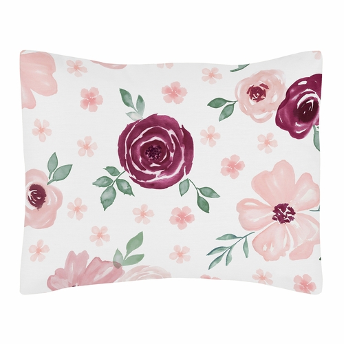 Watercolor Floral Burgundy Wine and Pink Collection Toddler Bedding - alt image 2