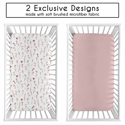 Watercolor Floral Garden Pink Collection 2 Pack Crib Sheets - alt image 1