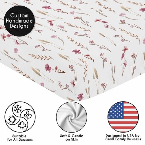 Watercolor Floral Garden Pink Collection 2 Pack Crib Sheets - alt image 4