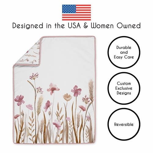 Watercolor Floral Garden Pink Collection 4 Piece Crib Bedding - alt image 3