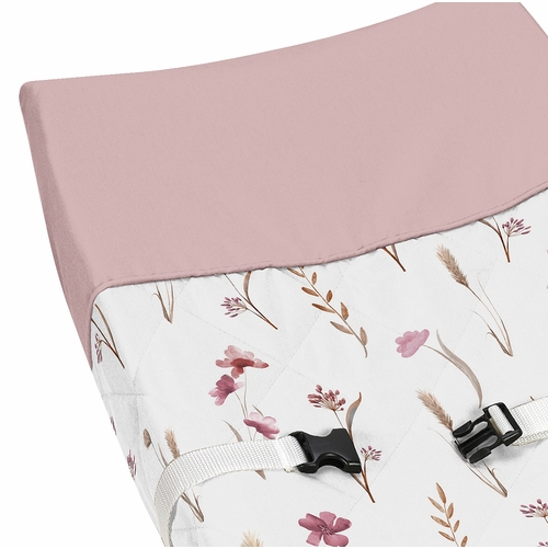Watercolor Floral Garden Pink Collection Changing Pad Cover - alt image 3