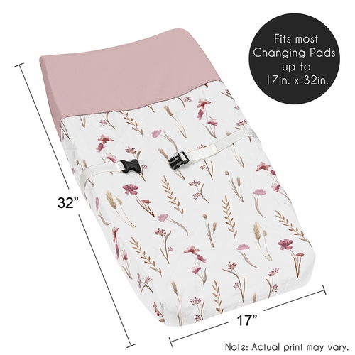 Watercolor Floral Garden Pink Collection Changing Pad Cover - alt image 4