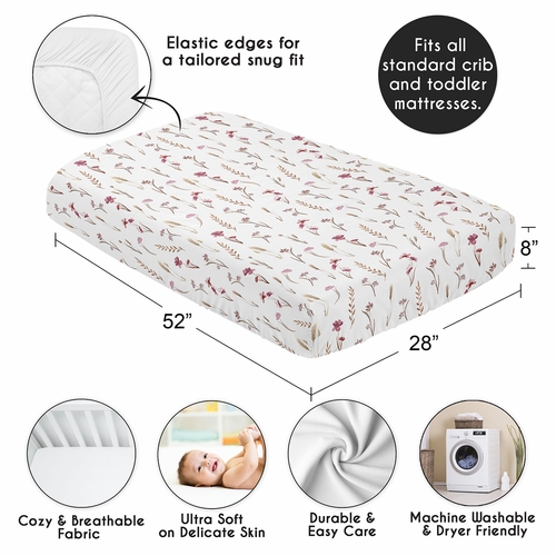 Watercolor Floral Garden Pink Collection Crib Sheet - alt image 3