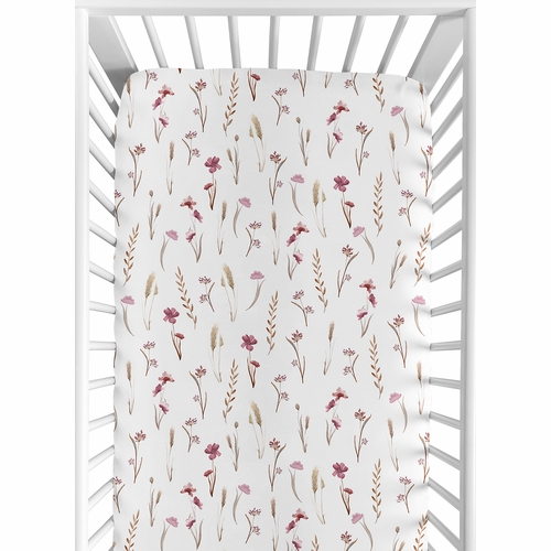 Watercolor Floral Garden Pink Collection Crib Sheet
