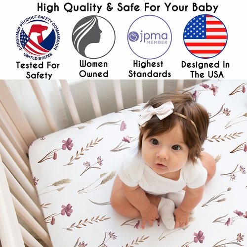 Watercolor Floral Garden Pink Collection Crib Sheet - alt image 2