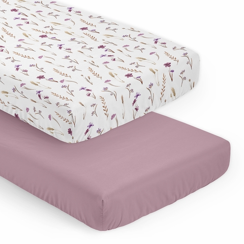 Watercolor Floral Garden Purple Collection 2 Pack Crib Sheets