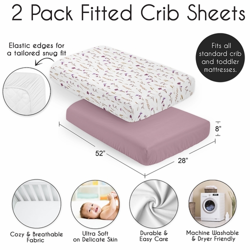 Watercolor Floral Garden Purple Collection 2 Pack Crib Sheets - alt image 3