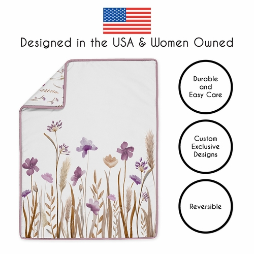 Watercolor Floral Garden Purple Collection 4 Piece Crib Bedding - alt image 3