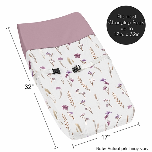 Watercolor Floral Garden Purple Collection Changing Pad Cover - alt image 4
