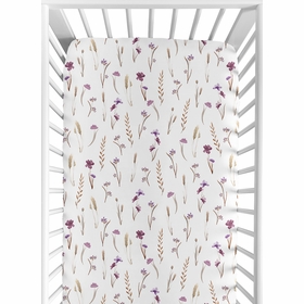 Watercolor Floral Garden Purple Collection Crib Sheet