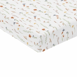 Watercolor Floral Garden Sage Green Collection 100% Cotton Muslin Crib Sheet