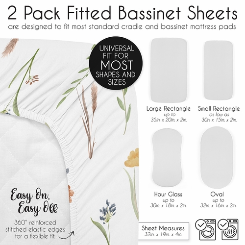 Watercolor Floral Garden Sage Green Collection 2 Pack Baby Bassinet Fitted Sheets - alt image 5