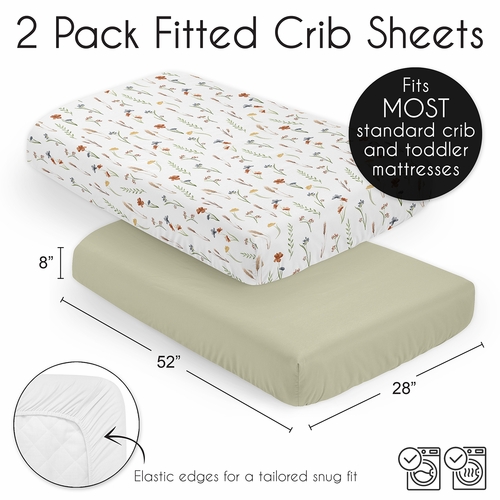 Watercolor Floral Garden Sage Green Collection 2 Pack Crib Sheets - alt image 5