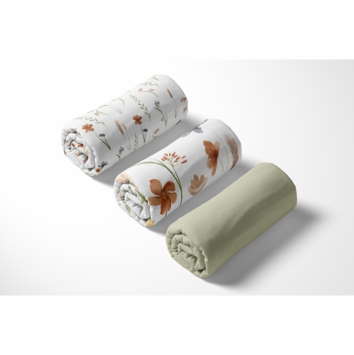 Watercolor Floral Garden Sage Green Collection 3 Pack Crib Sheets - alt image 4