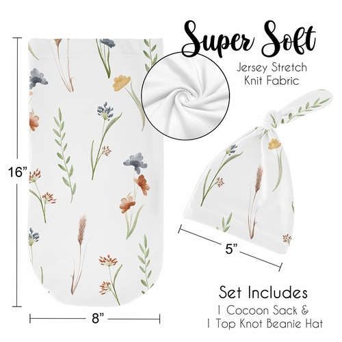 Watercolor Floral Garden Sage Green Collection Baby Cocoon and Beanie Hat - 2 Piece Set - alt image 4