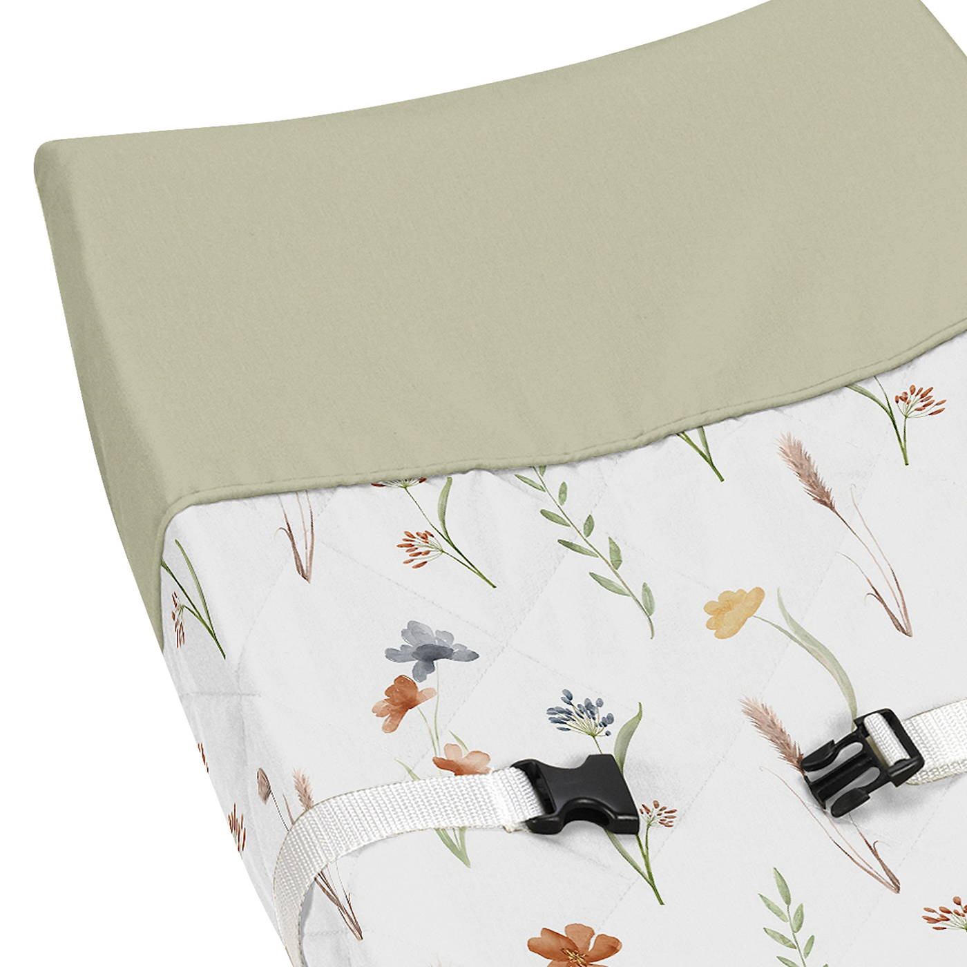 Watercolor Floral Garden Sage Green Collection Changing Pad Cover