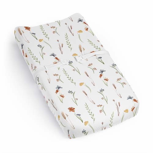 Watercolor Floral Garden Sage Green Collection Changing Pad Cover Sheet