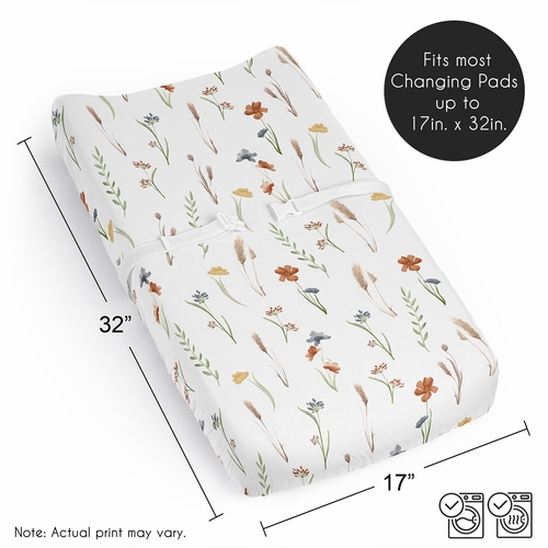 Watercolor Floral Garden Sage Green Collection Changing Pad Cover Sheet - alt image 5