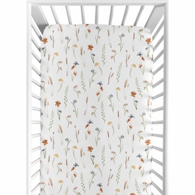 Watercolor Floral Garden Sage Green Collection Crib Sheet