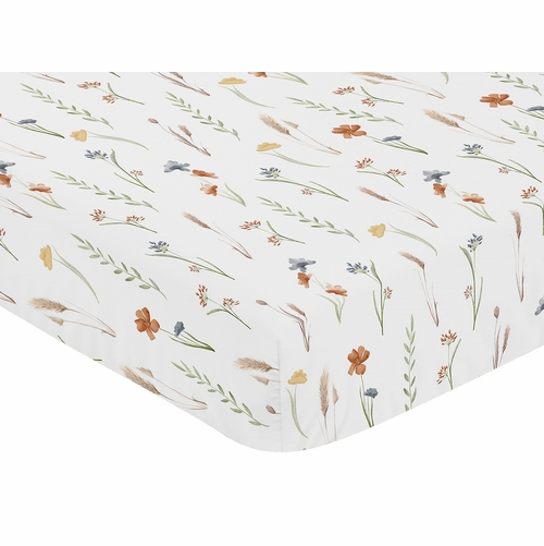 Watercolor Floral Garden Sage Green Collection Crib Sheet - alt image 2