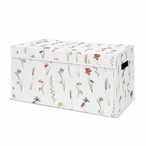 Watercolor Floral Garden Sage Green Collection Fabric Toy Bin Storage
