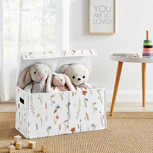 Watercolor Floral Garden Sage Green Collection Fabric Toy Bin Storage - alt image 1