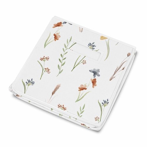 Watercolor Floral Garden Sage Green Collection Fabric Toy Bin Storage - alt image 3
