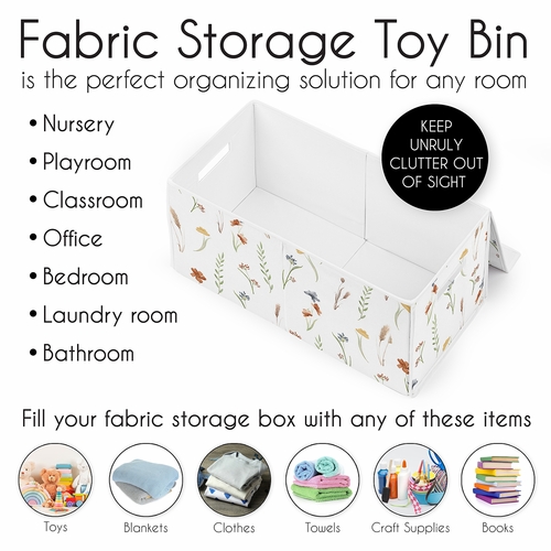 Watercolor Floral Garden Sage Green Collection Fabric Toy Bin Storage - alt image 4