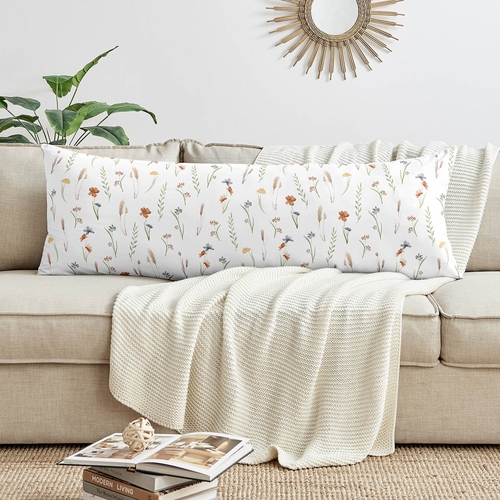 Watercolor Floral Garden Sage Green Collection Flower Print Full Length Body Pillow Cover