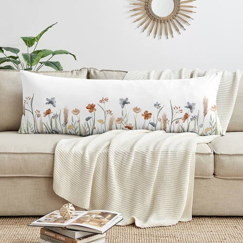 Watercolor Floral Garden Sage Green Collection Full Length Body Pillow Cover