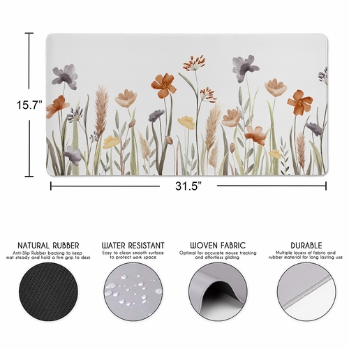 Watercolor Floral Garden Sage Green Collection Large Mouse Pad Desk Mat - alt image 2