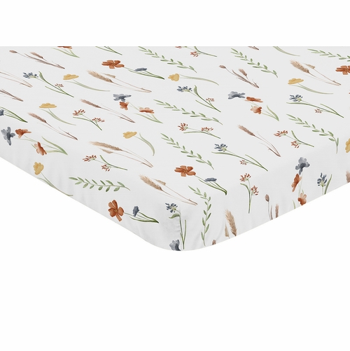 Watercolor Floral Garden Sage Green Collection Mini Crib Sheet - Mini Print - alt image 1