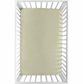 Watercolor Floral Garden Sage Green Collection Mini Crib Sheet - Solid Sage Green