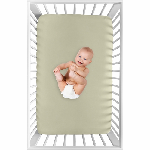 Watercolor Floral Garden Sage Green Collection Mini Crib Sheet - Solid Sage Green - alt image 2