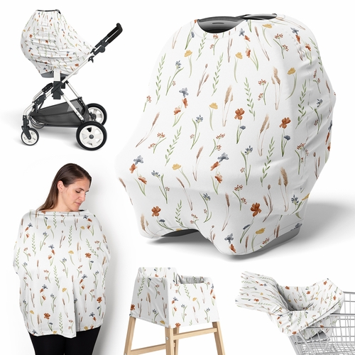 Watercolor Floral Garden Sage Green Collection Multi Use Baby Car Seat and Nursing Cover