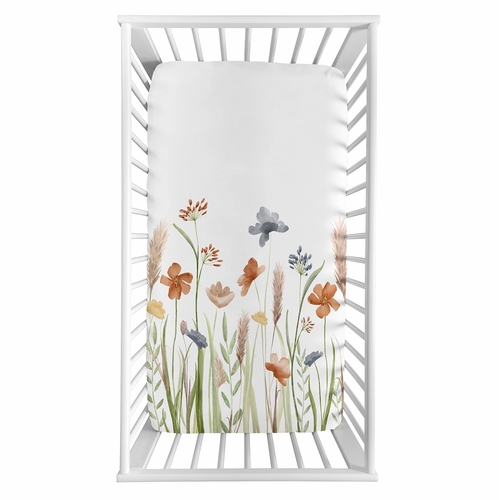 Watercolor Floral Garden Sage Green Collection Photo Op Crib Sheet - alt image 1