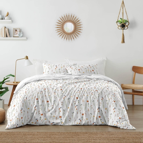 Watercolor Floral Garden Sage Green Collection Queen Duvet Cover Bedding Set