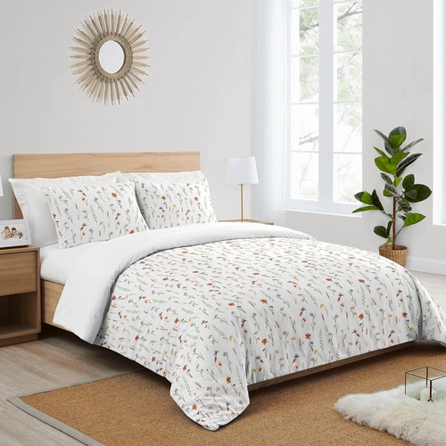 Watercolor Floral Garden Sage Green Collection Queen Duvet Cover Bedding Set - alt image 1