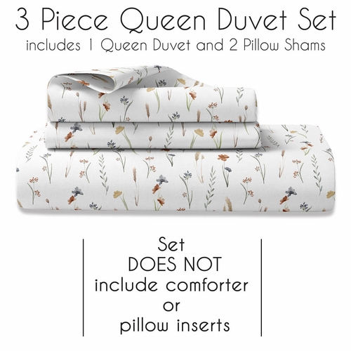 Watercolor Floral Garden Sage Green Collection Queen Duvet Cover Bedding Set - alt image 2