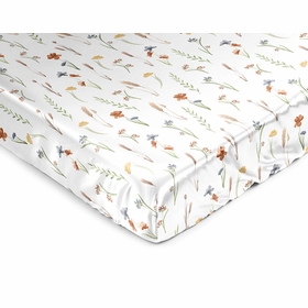 Watercolor Floral Garden Sage Green Collection Satin Fitted Crib Sheet