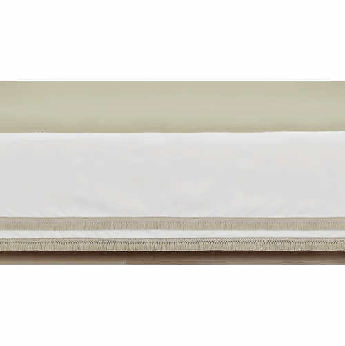 Watercolor Floral Garden Sage Green Collection Solid Ivory and Beige Fringe Crib Bed Skirt