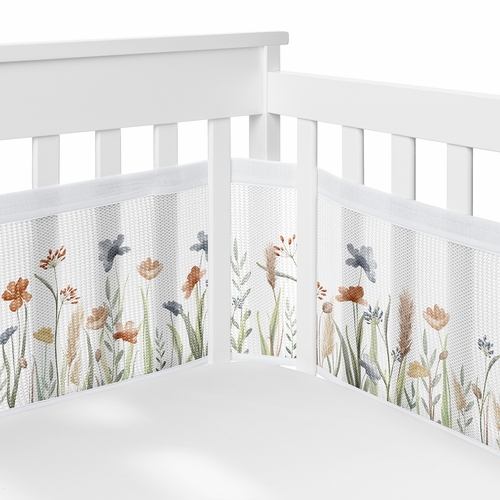 Watercolor Floral Garden Sage Green Collection Sweet Jojo Designs 6 Piece Crib Bedding + BreathableBaby Breathable Mesh Liner - alt image 2