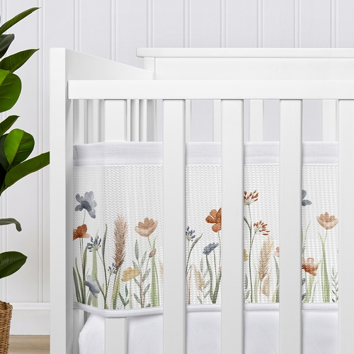 Watercolor Floral Garden Sage Green Collection Sweet Jojo Designs + BreathableBaby Breathable Mesh Crib Liner Pad - alt image 3
