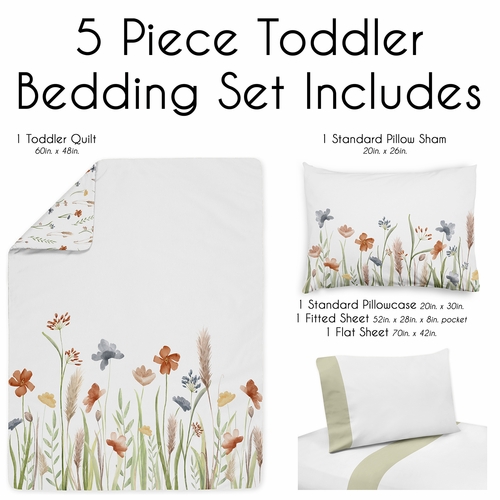 Watercolor Floral Garden Sage Green Collection Toddler Bedding - alt image 2