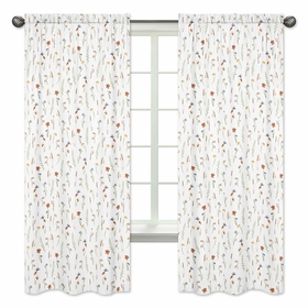 Watercolor Floral Garden Sage Green Collection Window Panels - Set of 2