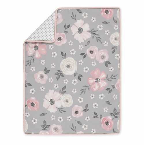 Watercolor Floral Grey Collection 4 Piece Crib Bedding - alt image 2