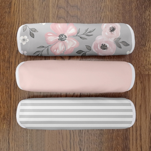 Watercolor Floral Grey Collection Absorbent Burp Cloths - 3 Pack Set - alt image 3