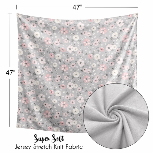 Watercolor Floral Grey Collection Baby Swaddle Blanket - alt image 4