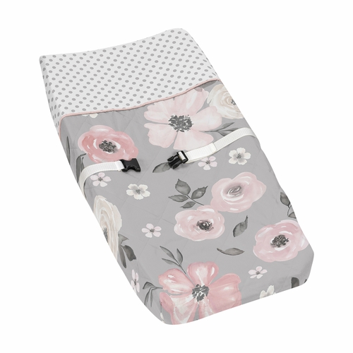 Watercolor Floral Grey Collection Changing Pad Cover